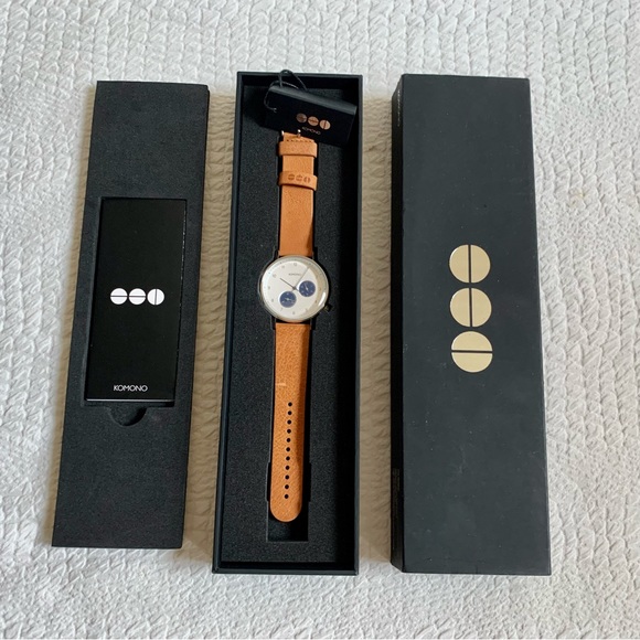 NWT Komono The Walther Camel Unisex Watch Leather Strap - Picture 7 of 9